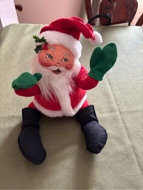 AnnaLee Classic Red Santa Plush with Green Mittens - Holiday Home Decor